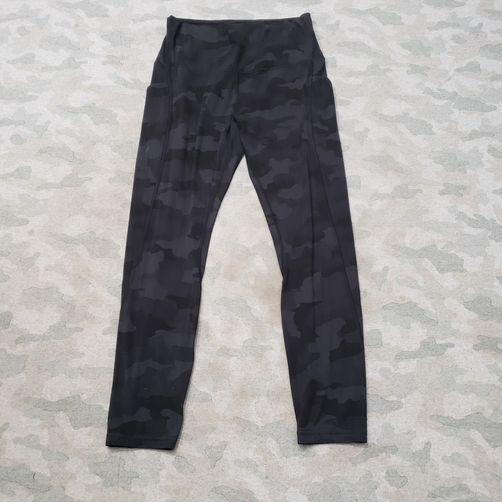 Lululemon Align Leggings Women 10 Black Camo High Rise Pull On